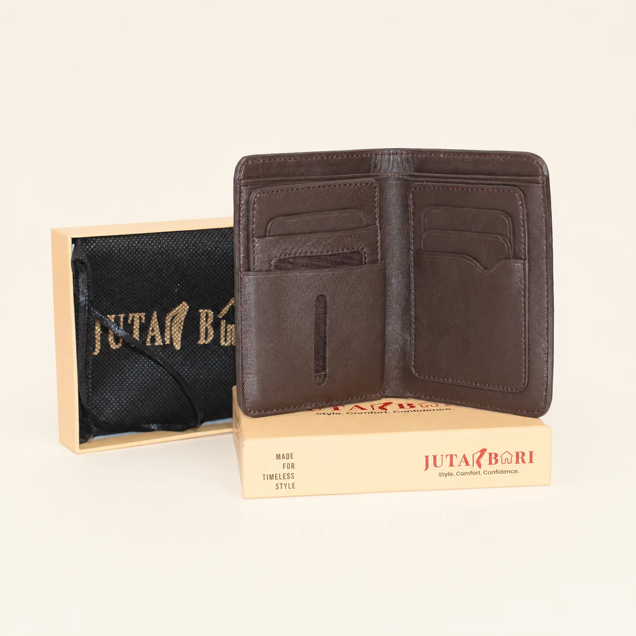 PLAIN LEATHER SHORT WALLET - view 3