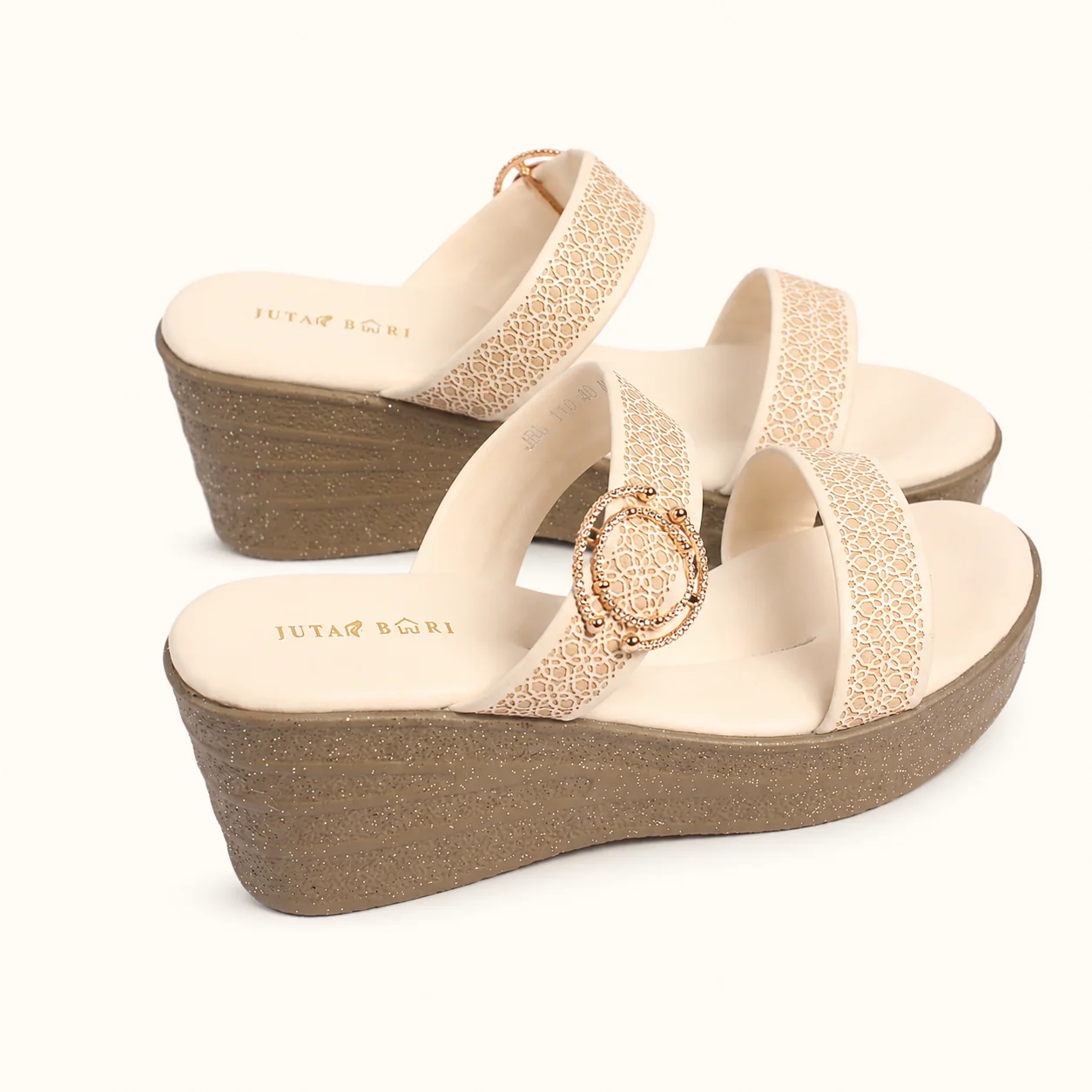 WEDGE SANDALS WITH GOLD RING DETAIL - view 0