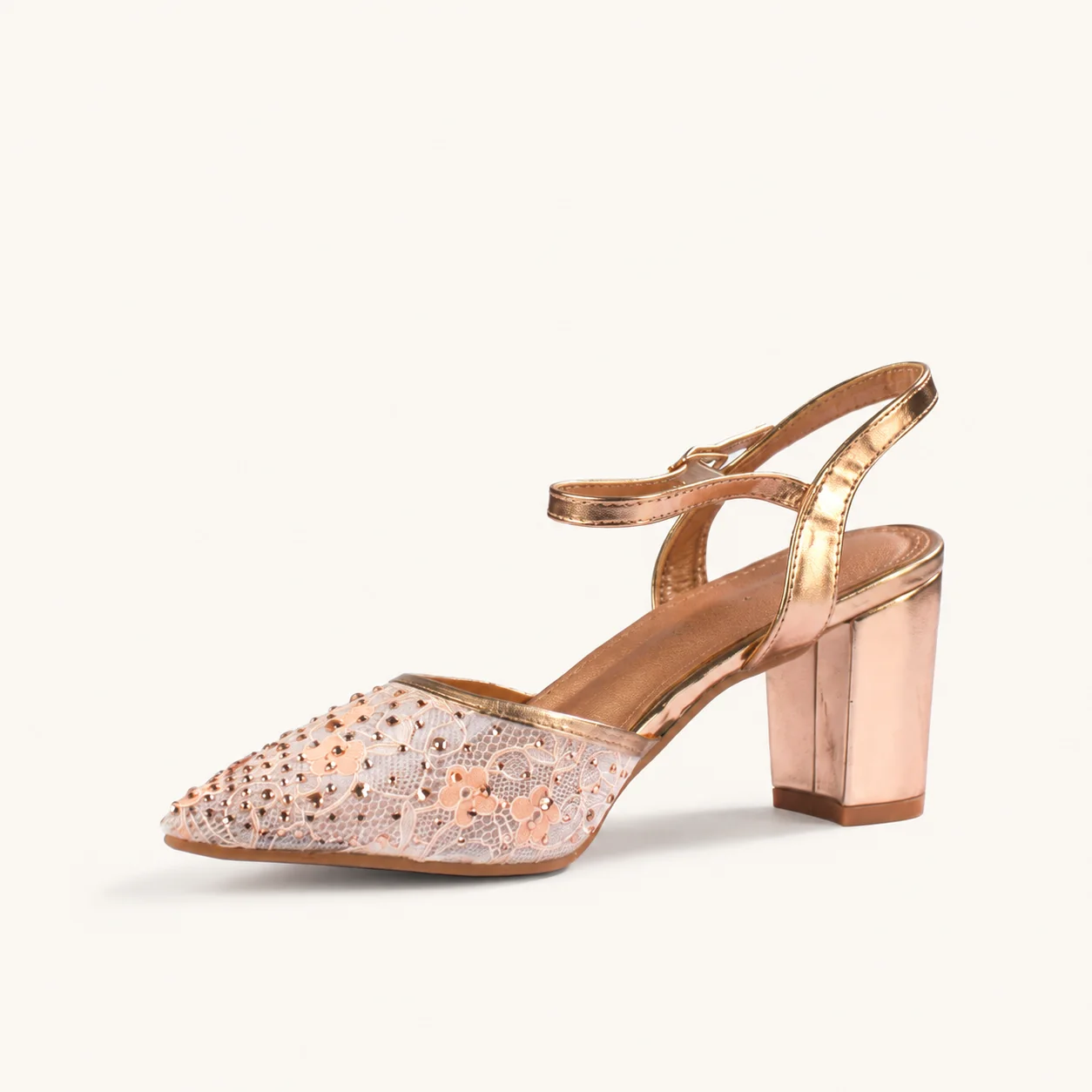 IVORY LACE POINTED HEEL - view 3