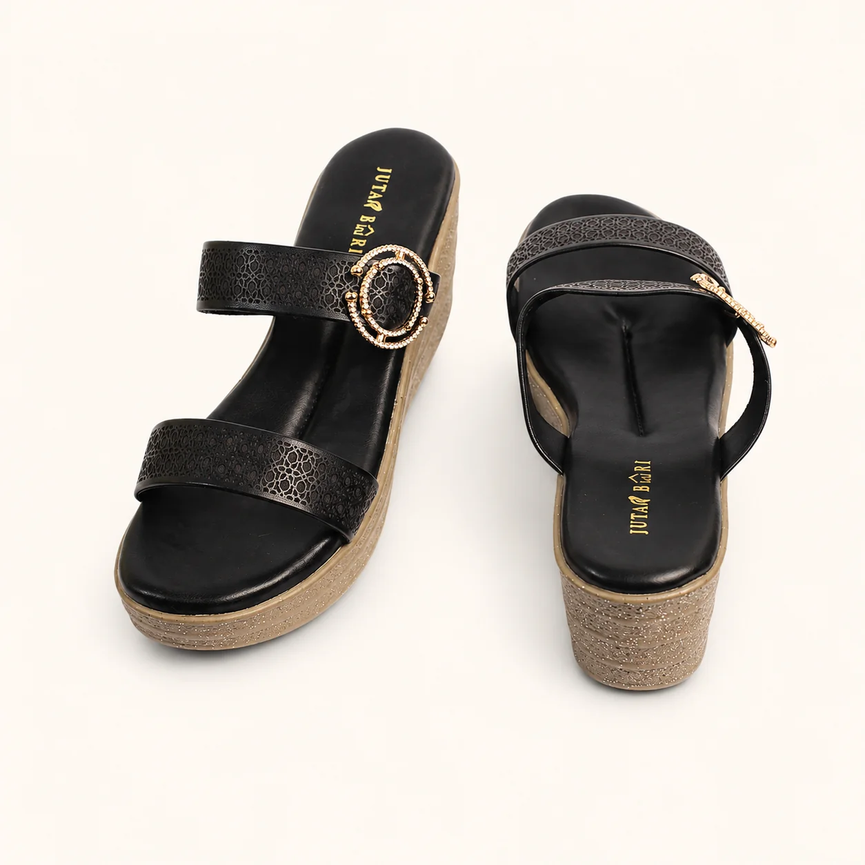 WEDGE SANDALS WITH GOLD RING DETAIL - view 8