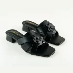 Block-Heel Slides with Flower Detail