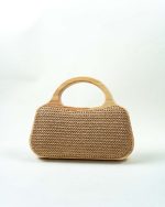Wooden Handle Woven Clutch