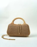 Wooden Handle Woven Clutch - Image 2