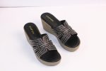 Blush Pink & Black Crystal Wedge Slides - Image 6