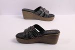 Blush Pink & Black Crystal Wedge Slides - Image 9
