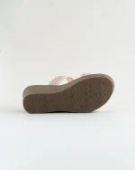 Off-White Wedge Sandals with Gold Ring Detail - Image 8