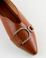 Brown Pointed Flats with Crystal Buckle - Image 8