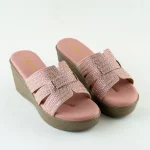 Blush Pink & Black Crystal Wedge Slides