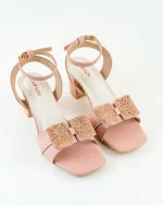 Off-White Heels with Crystal Bow - Image 10