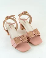 Off-White Heels with Crystal Bow - Image 2