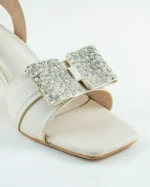 Off-White Heels with Crystal Bow - Image 5
