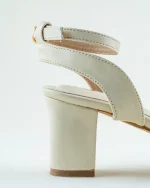 Off-White Heels with Crystal Bow - Image 6