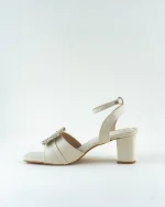 Off-White Heels with Crystal Bow - Image 4
